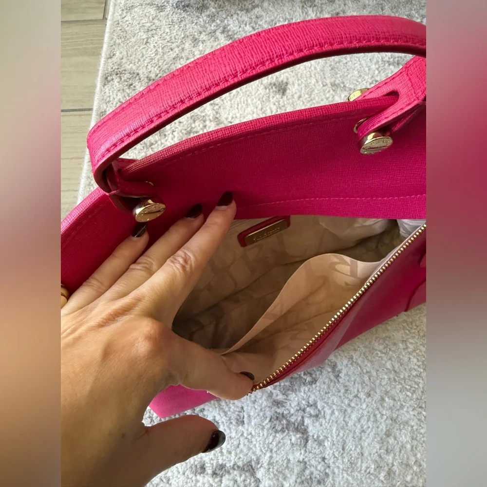 NWOT FURLA Piper leather MEDIUM Handbag CLOSE BODY SATCHEL PINK